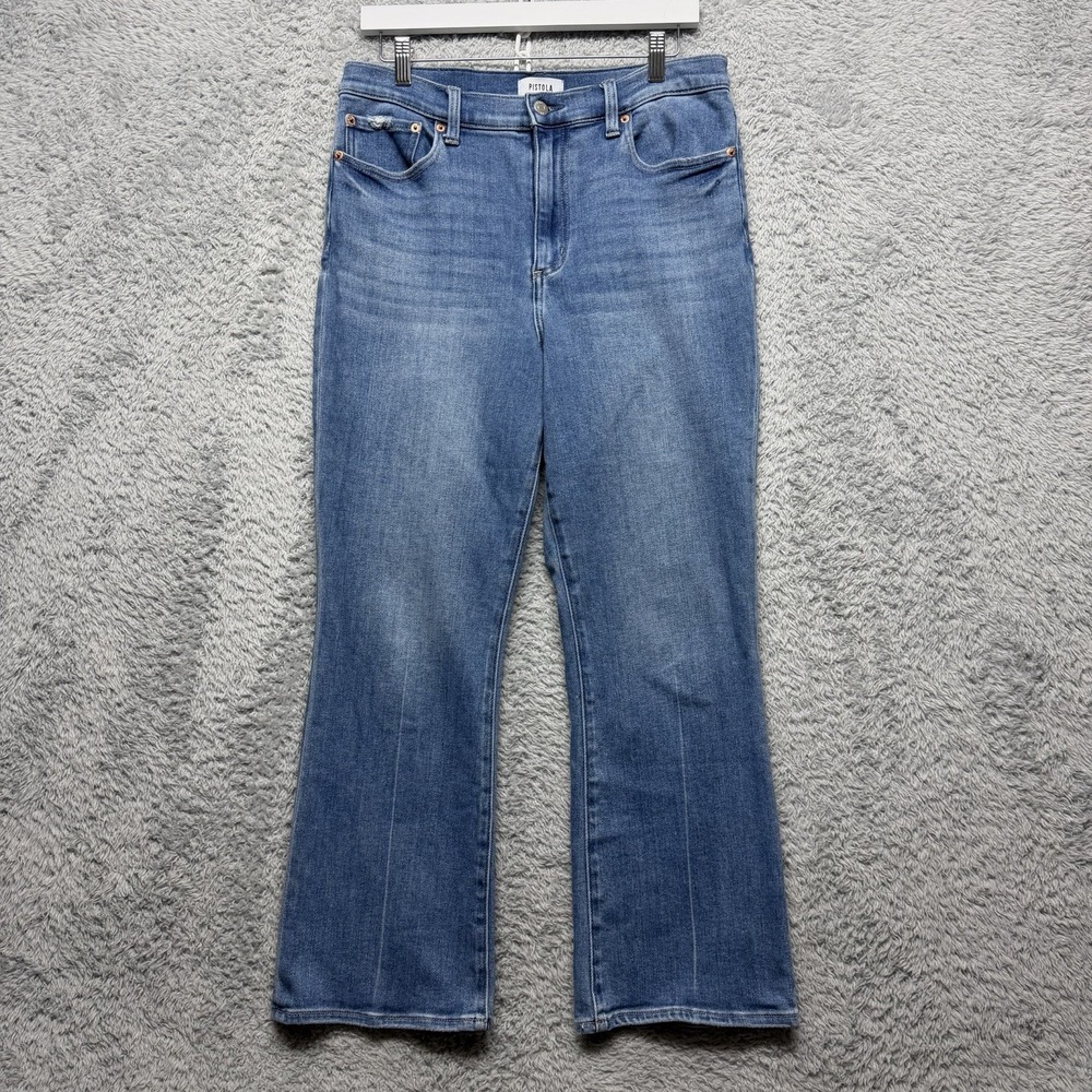 Pistola Lennon High Waist Cropped Ankle Bootcut Jeans Womens 31 Blue Stretch